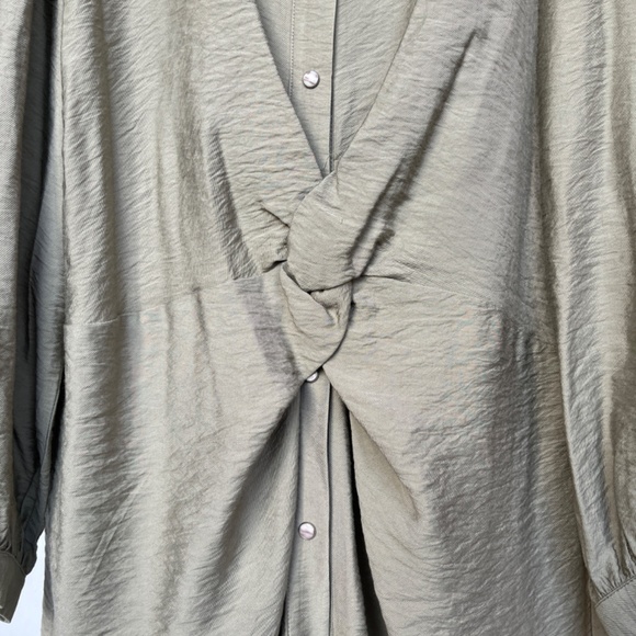 Zara Khaki Long Sleeve Dress - Picture 6 of 14